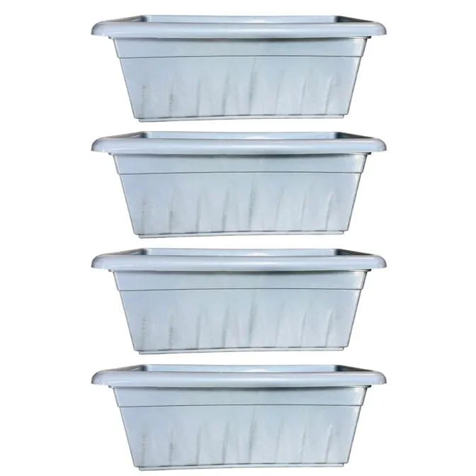 Set of 04 - 24 Inch Grey Premium Supreme Window Plastic Planter