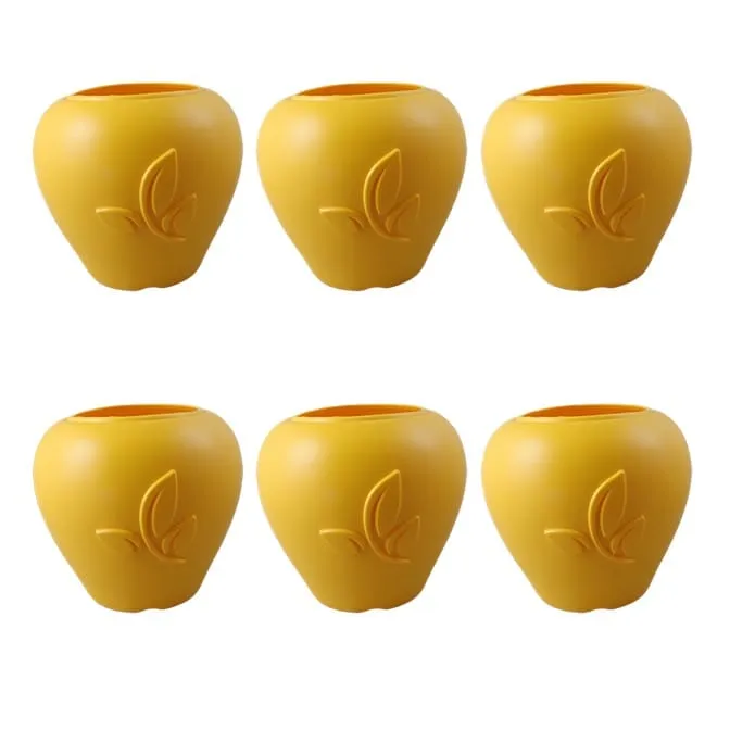 Set of 06 - 9 Inch Yellow Premium Apple Leaf Plastic Pot