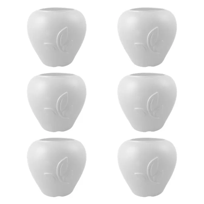 Set of 06 - 9 Inch Plain White Premium Apple Leaf Plastic Pot