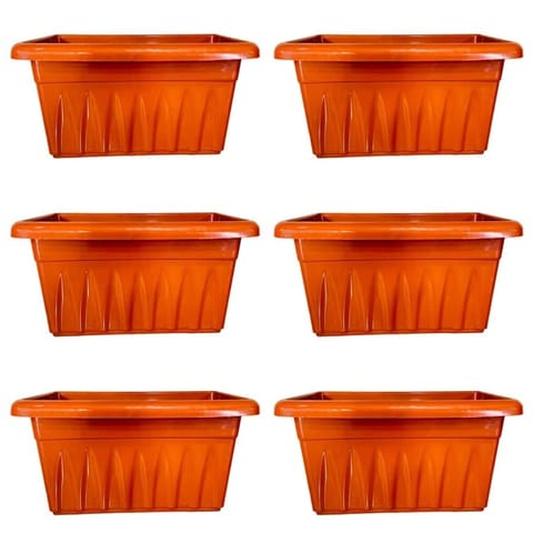 Set of 06 - 20 Inch Terracotta Red Premium Supreme Window Plastic Planter