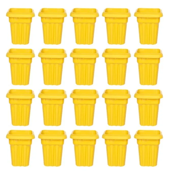 Set of 20 - 8 Inch Yellow Heavy Square Plastic Pot