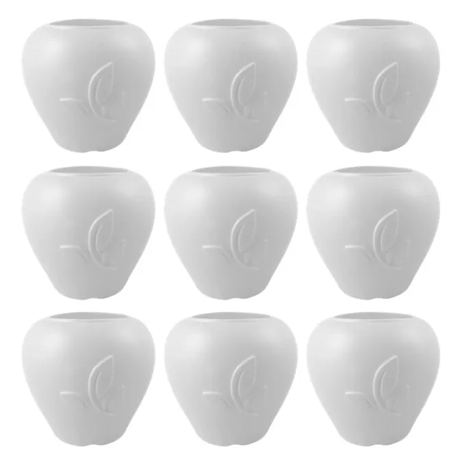 Set of 09 - 9 Inch Plain White Premium Apple Leaf Plastic Pot