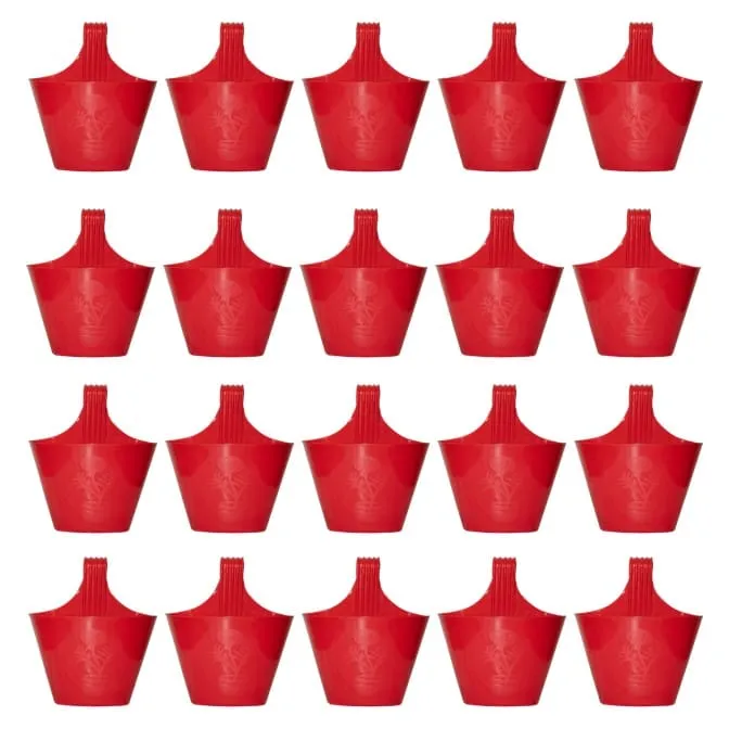 Set of 20 - 8 Inch Red Single Hook Hanging Plastic Pot