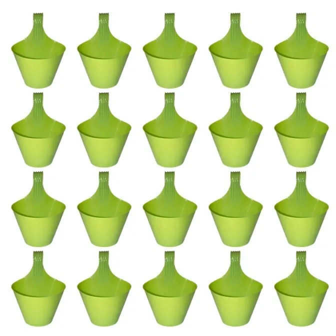 Set of 20 - 8 Inch Green Single Hook Hanging Plastic Pot