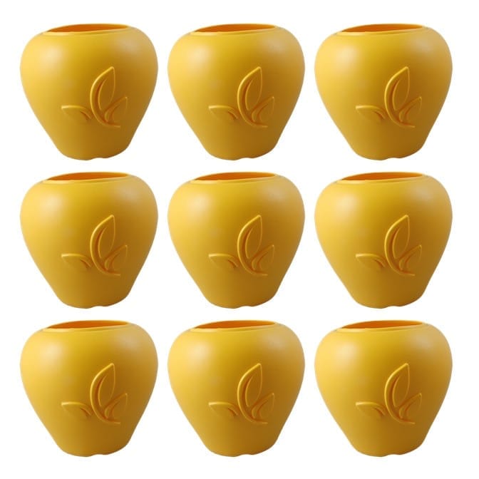 Set of 09 - 7 Inch Yellow Premium Apple Leaf Plastic Pot