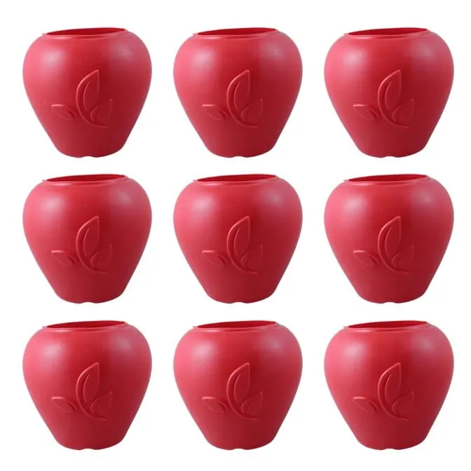 Set of 09 - 7 Inch Red Premium Apple Leaf Plastic Pot
