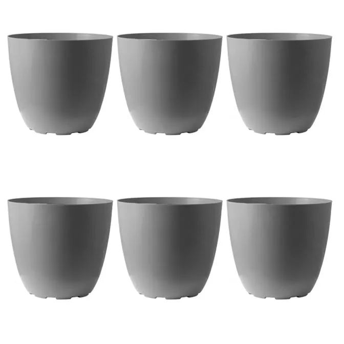 Set of 06 - 8 Inch Grey Premium Orchid Round Plastic Pot