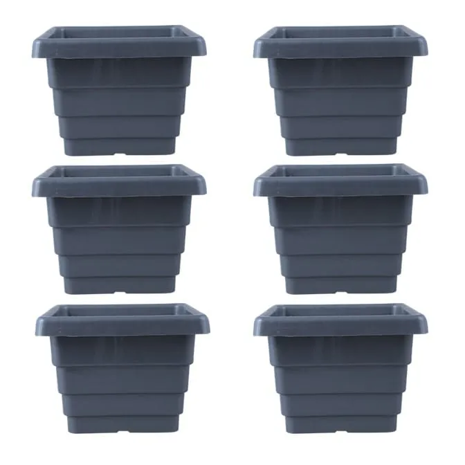 Set of 06 - 6 Inch Grey Premium Orchid Square Plastic Pot