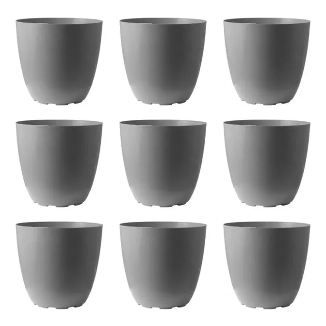 Set of 09 - 6 Inch Grey Premium Orchid Round Plastic Pot