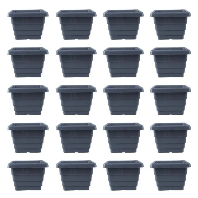 Set of 20 - 4 Inch Grey Premium Orchid Square Plastic Pot