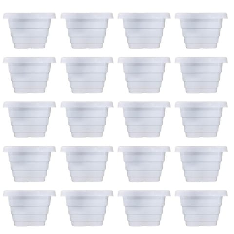 Set of 20 - 4 Inch White Premium Orchid Square Plastic Pot