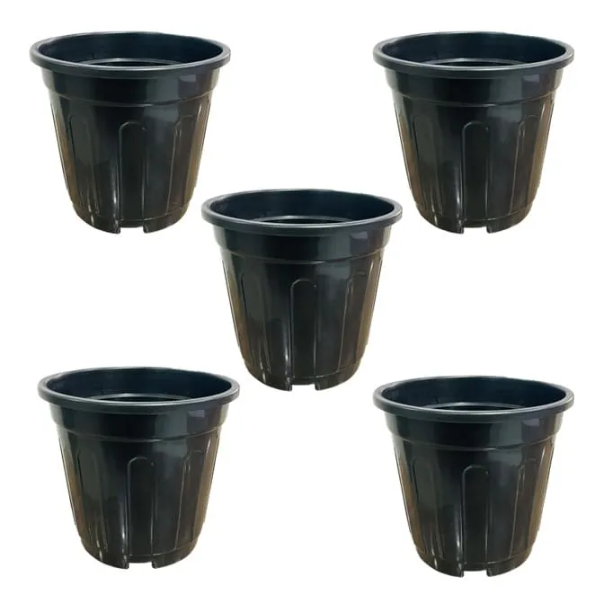 Set of 05 - 12 Inch Black Super Nursery Pot