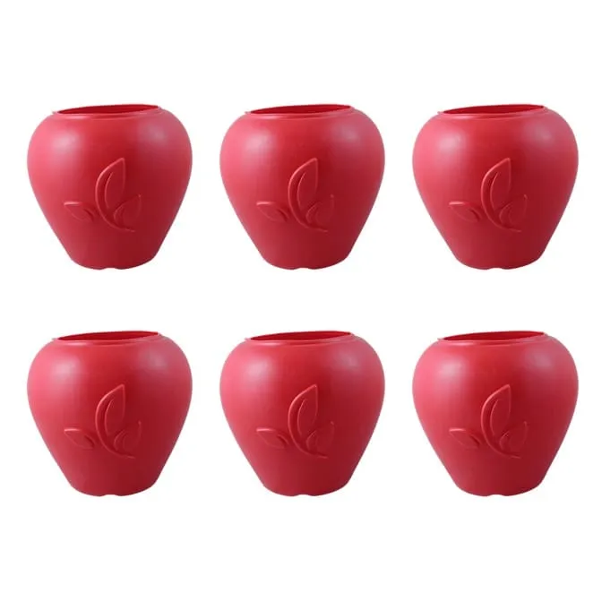 Set of 06 - 7 Inch Red Premium Apple Leaf Plastic Pot