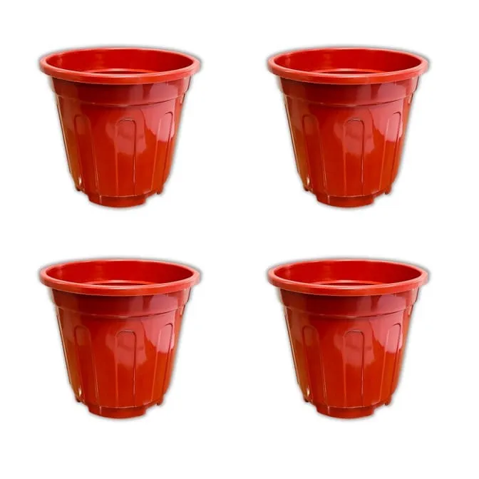 Set of 04 - 12 Inch Red Super Nursery Pot