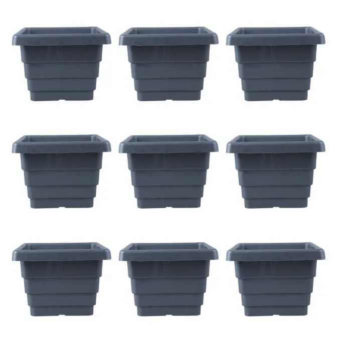 Set of 09 - 6 Inch Grey Premium Orchid Square Plastic Pot