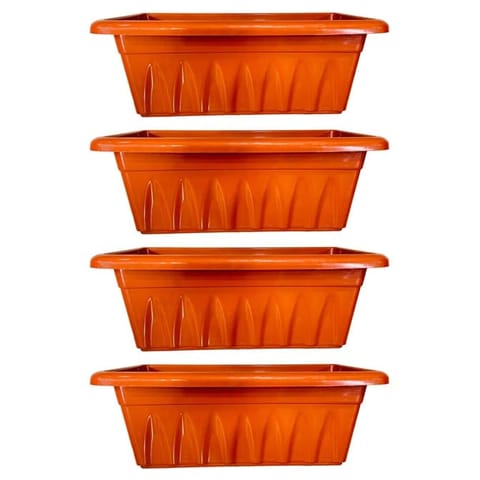 Set of 04 - 17 Inch Terracotta Red Premium Supreme Window Plastic Planter