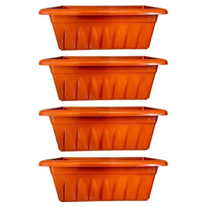 Set of 04 - 17 Inch Terracotta Red Premium Supreme Window Plastic Planter