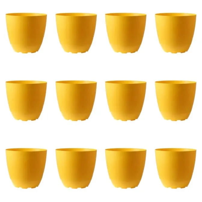 Set of 12 - 6 Inch Yellow Premium Orchid Round Plastic Pot