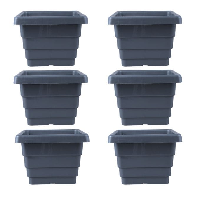 Set of 06 - 4 Inch Grey Premium Orchid Square Plastic Pot