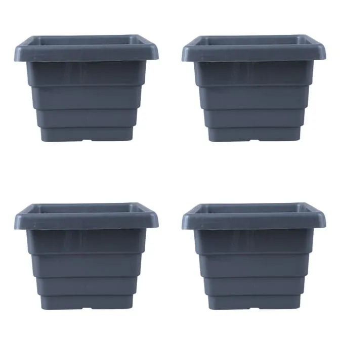 Set of 04 - 6 Inch Grey Premium Orchid Square Plastic Pot