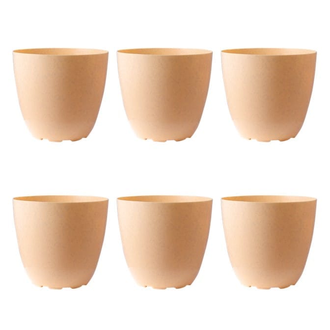 Set of 06 - 6 Inch Beige Marble Premium Orchid Round Plastic Pot