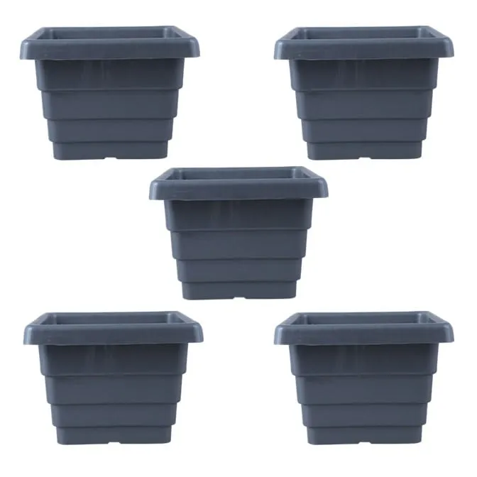Set of 05 - 6 Inch Grey Premium Orchid Square Plastic Pot