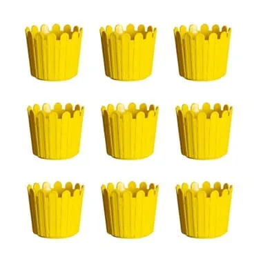 Set of 09 - 6 Inch Yellow Premium Tippy Plastic Pot