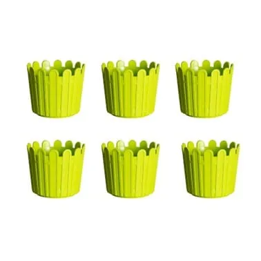 Set of 06 - 6 Inch Green Premium Tippy Plastic Pot