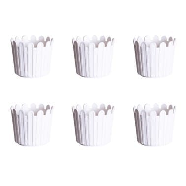 Set of 06 - 6 Inch White Premium Tippy Plastic Pot