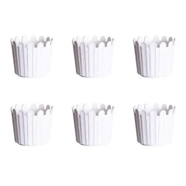 Set of 06 - 6 Inch White Premium Tippy Plastic Pot