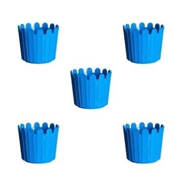 Set of 05 - 6 Inch Blue Premium Tippy Plastic Pot