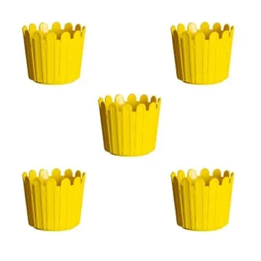 Set of 05 - 6 Inch Yellow Premium Tippy Plastic Pot