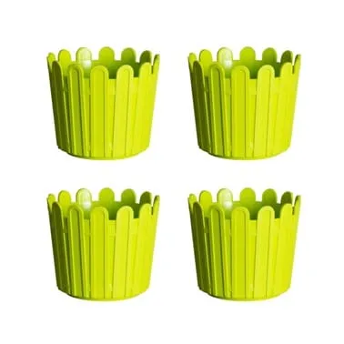 Set of 04 - 6 Inch Green Premium Tippy Plastic Pot