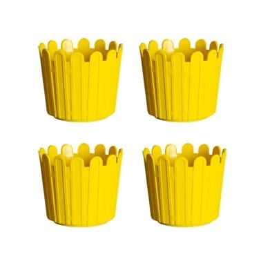 Set of 04 - 6 Inch Yellow Premium Tippy Plastic Pot