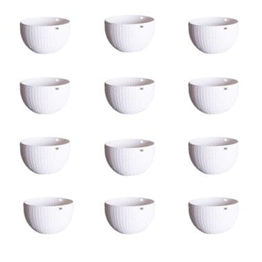 Set of 12 - 7 X 4.5 Inch White Premium Euro Plastic Hanging Basket