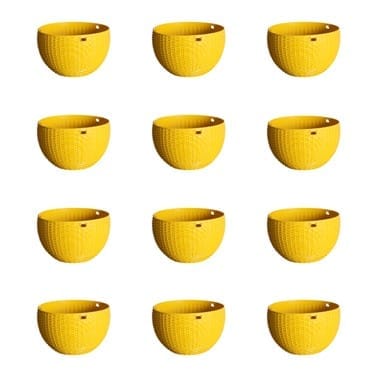 Set of 12 - 7 X 4.5 Inch Yellow Premium Euro Plastic Hanging Basket