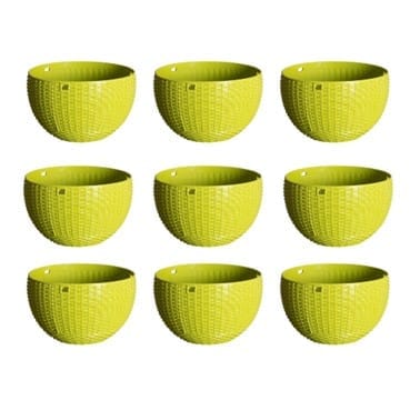 Set of 09 - 7 X 4.5 Inch Green Premium Euro Plastic Hanging Basket