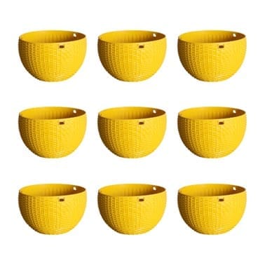 Set of 09 - 7 X 4.5 Inch Yellow Premium Euro Plastic Hanging Basket