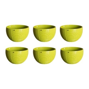 Set of 06 - 7 X 4.5 Inch Green Premium Euro Plastic Hanging Basket