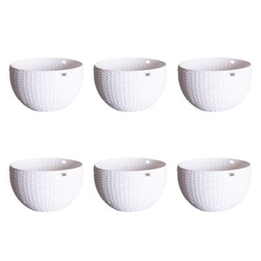 Set of 06 - 7 X 4.5 Inch White Premium Euro Plastic Hanging Basket