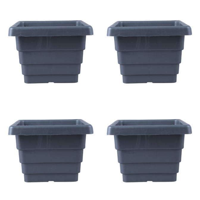 Set of 04 - 4 Inch Grey Premium Orchid Square Plastic Pot