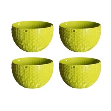 Set of 04 - 7 X 4.5 Inch Green Premium Euro Plastic Hanging Basket