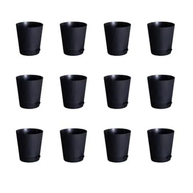 Set of 12 - 4 Inch Black Florence Self Watering Pot