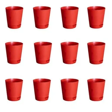 Set of 12 - 4 Inch Red Florence Self Watering Pot
