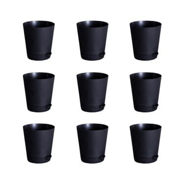 Set of 09 - 4 Inch Black Florence Self Watering Pot