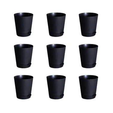 Set of 09 - 4 Inch Black Florence Self Watering Pot