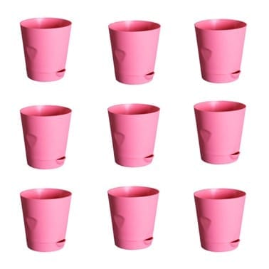 Set of 09 - 4 Inch Pink Florence Self Watering Pot
