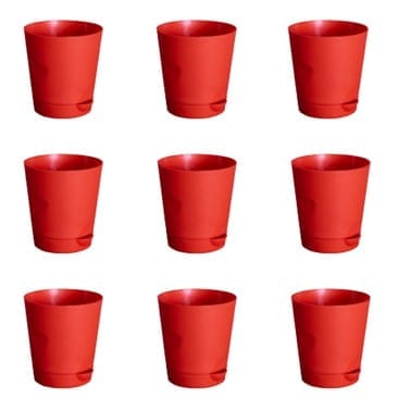 Set of 09 - 4 Inch Red Florence Self Watering Pot