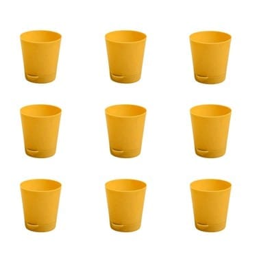 Set of 09 - 4 Inch Yellow Florence Self Watering Pot