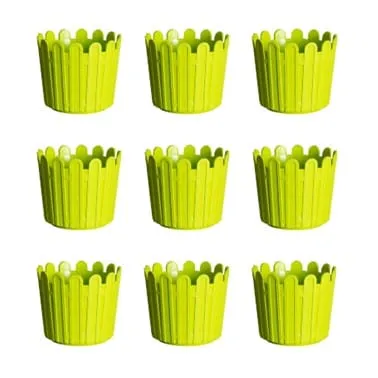 Set of 09 - 6 Inch Green Premium Tippy Plastic Pot